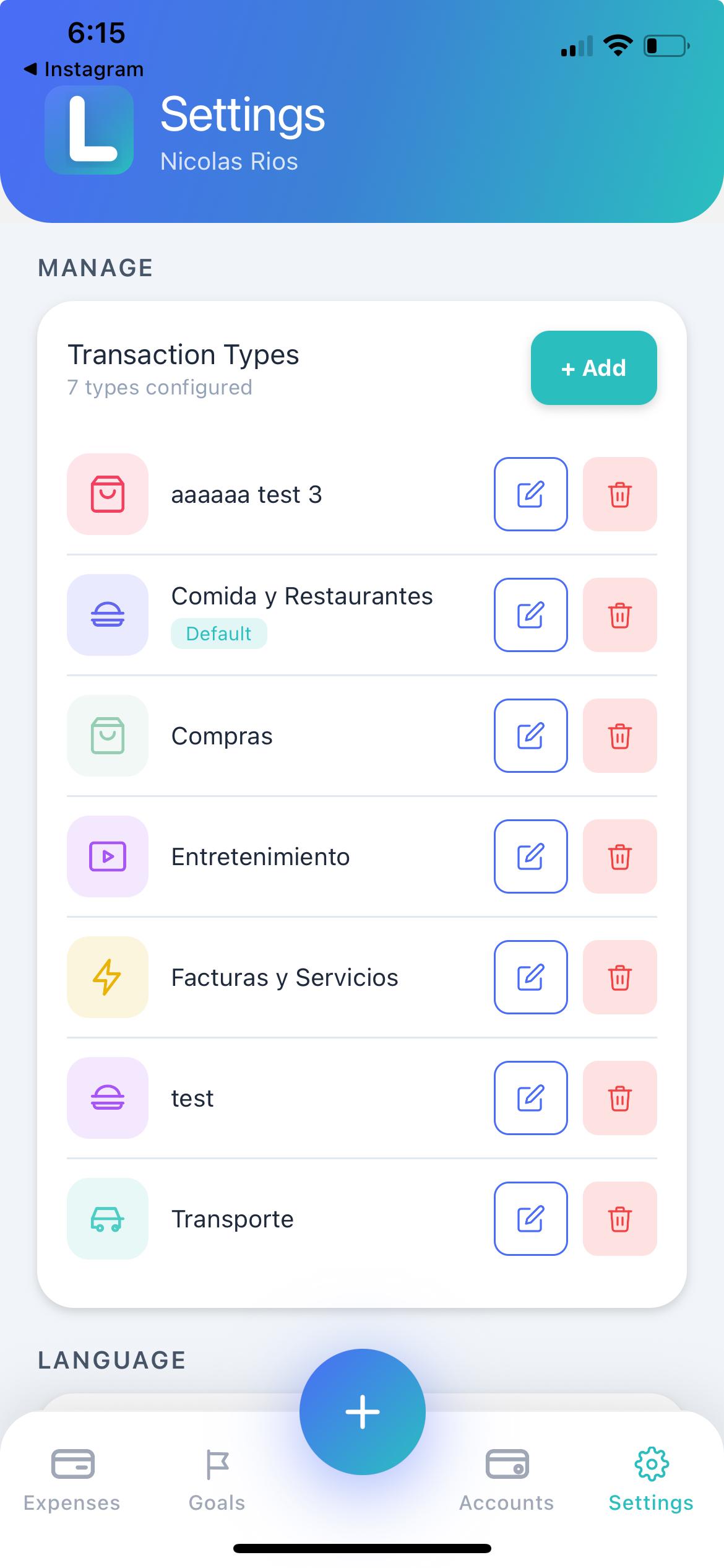Settings and Categories